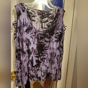 Purple and black cold shoulder top